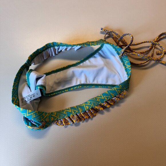 Unbranded Bikini Swimsuit Turquoise Green Print Large Boho - Picture 3 of 5